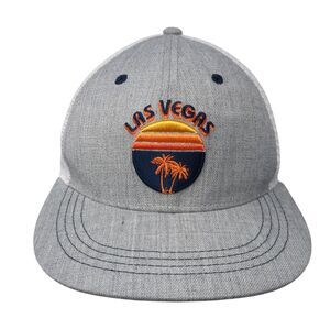 Las Vegas Snapback Trucker Hat Gray OS Adjustable Embroidered Mesh Back Burnies